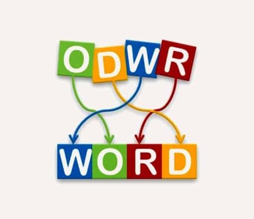 image of a word scramble diagram written ‘WORD’ for spelling learning.
