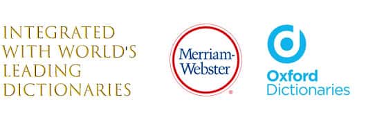 image depicting integration of spellbytes with Merriam-Webster and Oxford Dictionary and their logos. 